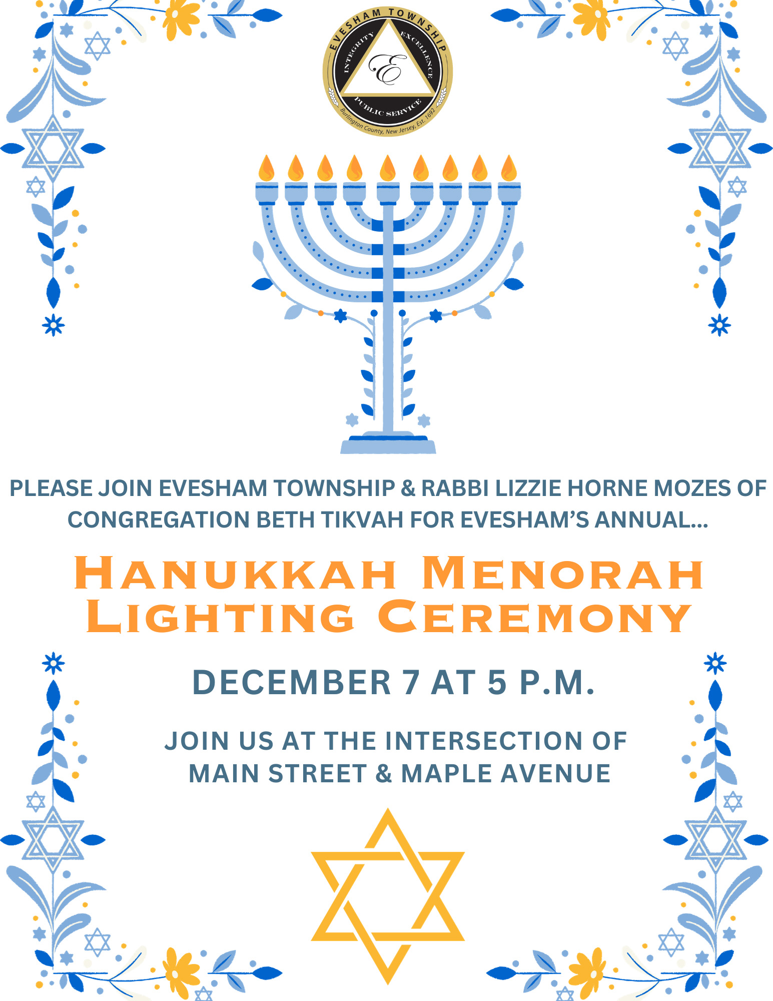 Hanukkah menorah lighting ceremony to be held