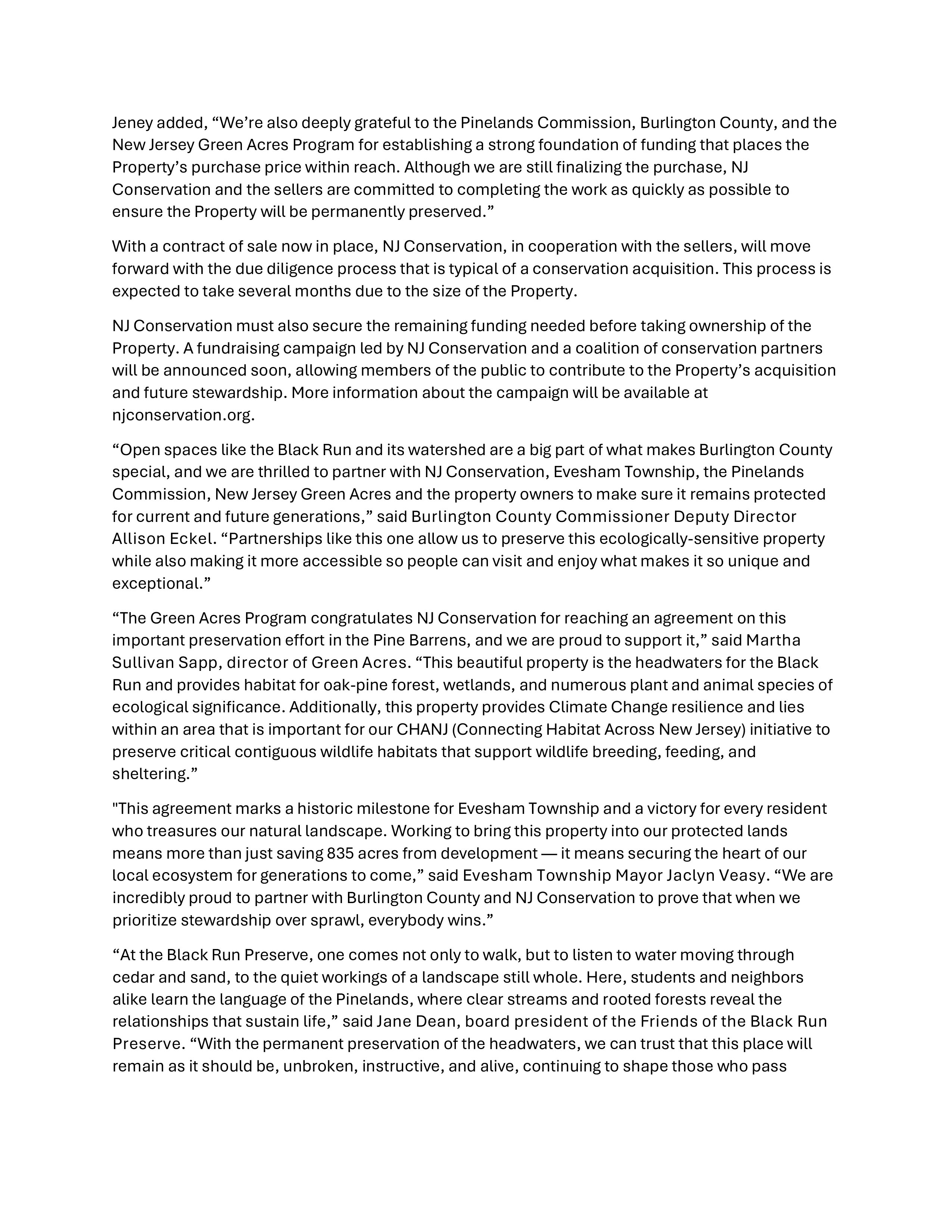 NJ Conservation Press Release 2